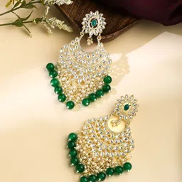 Yellow Chimes Gold-Plated Kundan Studded Contemporary Chandbalis-22