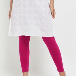 max Women Pink Solid Cotton Leggings-image-31