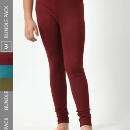 BAESD Girls Pack Of 3 Churidar Length Cotton Lycra Leggings-picture-20
