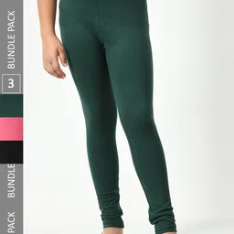 BAESD Girls Pack Of 3 Churidar-Length Super Soft Cotton Lycra Leggings-picture-39