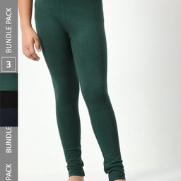 BAESD Girls Pack Of 3 Churidar-Length Super Soft Cotton Lycra Leggings-image-95