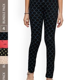 IndiWeaves Girls Pack Of 4 Printed Pure Cotton Ankle Length Leggings-picture-23