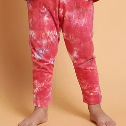 MiArcus Girls Pink & White Printed Pure Cotton Leggings-65