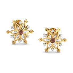 KUBERBOX Snowflake 18KT Gold Diamond-Studded Citrine Earrings-2.42 gm-48