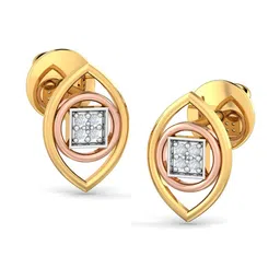KUBERBOX 18KT Gold Diamond-Studded Stud Earrings- 1.66 gm-37