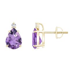 Angara 14KT Gold Amethyst And Diamond Studded Earrings-2.65 gm-image-95
