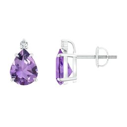 Angara 14KT Gold Amethyst And Diamond Studded Earrings-2.65 gm-image-93