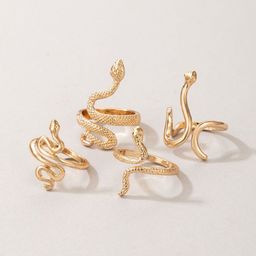 Shining Diva Fashion Set Of 4 Gold-Plated Adjustable FingerRing-image-77