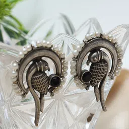 Ozanoo Silver-Plated Peacock Shaped Drop Earrings-55