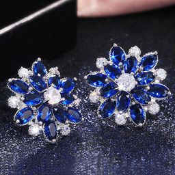 Jewels Galaxy Silver-Plated American Diamond-Studded Floral Studs Earrings-3