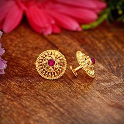 Vighnaharta Gold-Plated Floral Studs Earrings-53