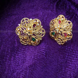 Vighnaharta Gold-Plated Floral Studs Earrings-26