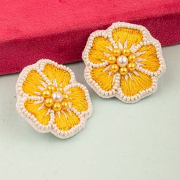 Crunchy Fashion Beaded Flower Studs Earrings-image-53