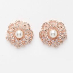 DressBerry Rose Gold Floral Studs Earrings-34