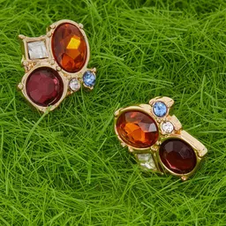 Accessorize Gold Plated Crystals Studs Earrings-36