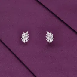 KAI JEWEL Rhodium-Plated 92.5 Sterling Silver Leaf Shaped Studs Earrings-image-37