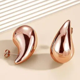 Fashion Frill Stainless Steel Rose Gold Plated Studs Earrings-image-75