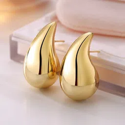 Jewels Galaxy 18k Gold Plated Teardrop Shaped Stud Earrings-56