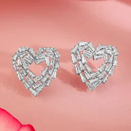 Rubans Heart Shaped Studs Earrings-0