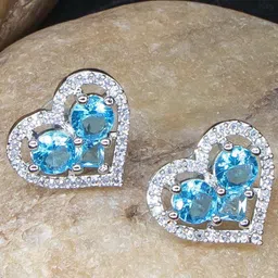 Manikya Rhodium Plated Heart American Diamond Shaped Stud Earrings-88