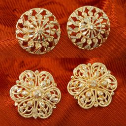 MEENAZ Set Of 2 Gold-Plated Floral Shaped Studs Earrings-15