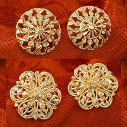 MEENAZ Set of 2 Gold-Plated Cubic Zirconia Dome Shaped Studs Earrings-18