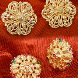 MEENAZ 2Pcs Gold-Plated Studs Earrings-107