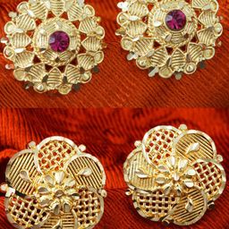 MEENAZ Set of 2 Gold-Plated Cubic Zirconia Dome Shaped Studs Earrings-17