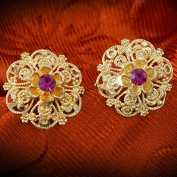 MEENAZ 2Pcs Gold-Plated Studs Earrings-87