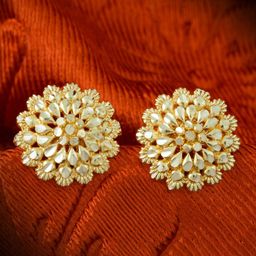 MEENAZ 2Pcs Gold-Plated Studs Earrings-90