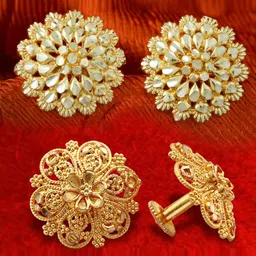 MEENAZ Set Of 2 Gold-Plated Studs Earrings-49