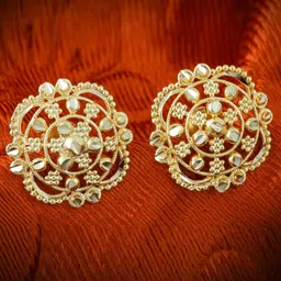 MEENAZ Set Of 4 Gold-Plated Cubic Zirconia Dome Shaped Studs Earrings-15