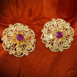 MEENAZ Set Of 4 Gold-Plated  Cubic Zirconia Dome Shaped Studs Earrings-34