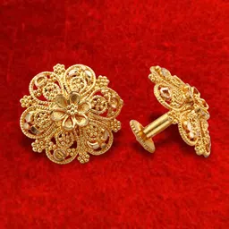 MEENAZ Set Of 3 Gold-Plated Floral Shaped Studs Earrings-image-100