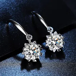 Jewels Galaxy Silver-Plated Star Shaped Crystal Studded Drop Earrings-10