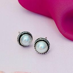 Sangria Silver-Plated Classic Studs Earrings-image-4