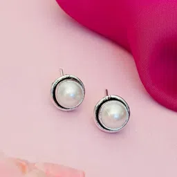 Sangria Silver-Plated Artificial Stones Studs-64