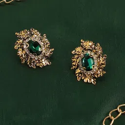 SOHI Gold-Toned Oval Studs Earrings-26