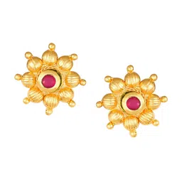 Vighnaharta Gold-Plated Floral Studs Earrings-57