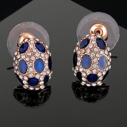Estele Rose Gold-Plated Oval Studs Earrings-image-94
