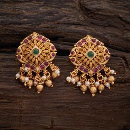 Kushal's Fashion Jewellery Copper Gold-Plated Artificial Stones Classic Studs Earrings-image-30
