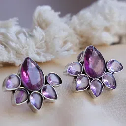 Ozanoo Silver-Plated Classic Studs Earrings-9