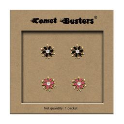 Comet Busters Set Of 2 Stone Studded Reusable Non Piercing Ear Stickers Studs Earrings-43