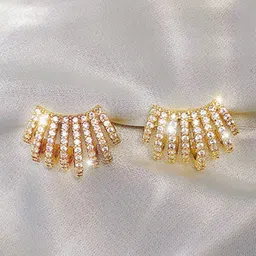 VAGHBHATT 92.6 Stainless Steel Gold-Plated Artificial Stones Studded Ear Cuff-49
