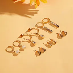 Accessorize Set Of 6 Stud & Cup Chain Earrings-14
