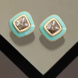Rubans 22K Antique Gold-Plated Geometric Studs Earrings-0