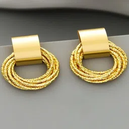 Pinapes Set Of 2 Gold-Plated Geometric Drop Earrings-6