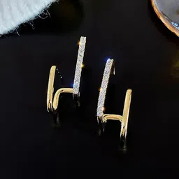 BEYTER Gold-Plated Stainless Steel Cubic Zirconia Contemporary Studs-2
