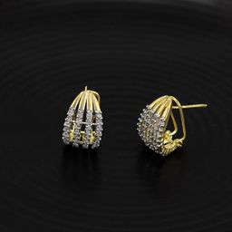 PRIVIU Gold Plated American Diamond Stud Earrings-image-16