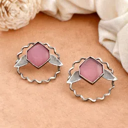 DASTOOR Silver-Plated Contemporary Oxidised Studs Earrings-image-97